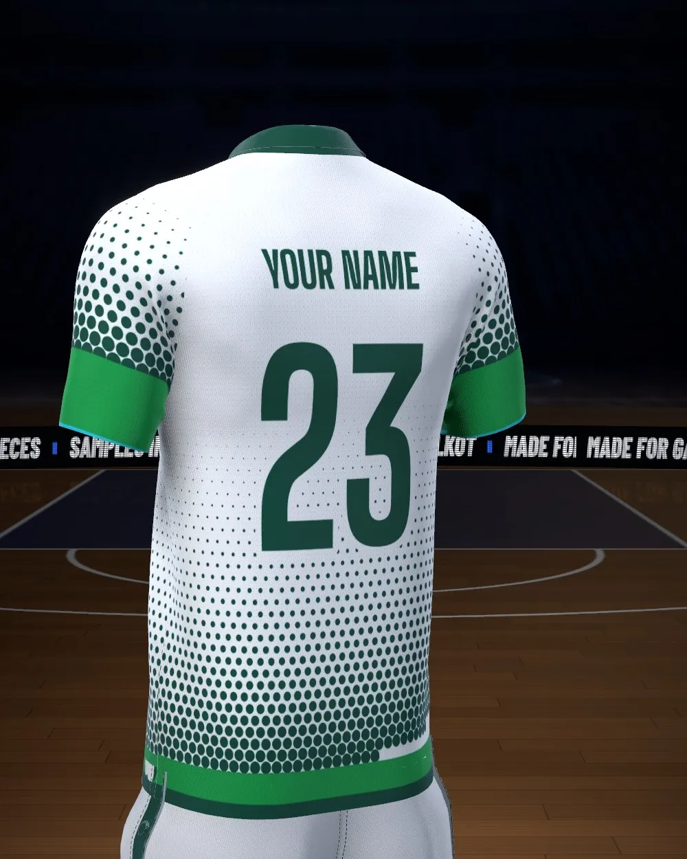The bench: Names and numbers (PLAYER 7, YOUR NAME 23)