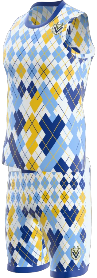 Argyle design as a basketball game kit: singlet, shorts