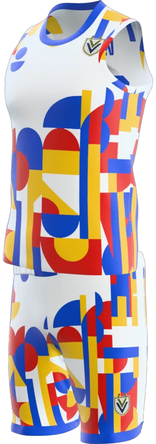 Bauhaus design as a basketball game kit: singlet, shorts