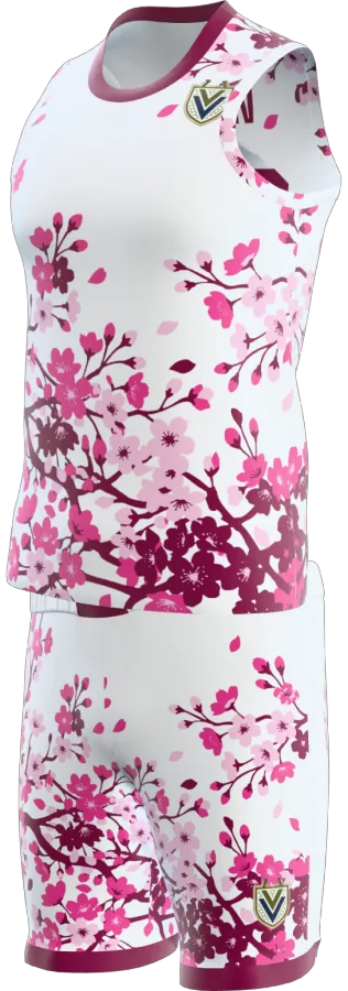 Sakura design as a basketball game kit: singlet, shorts