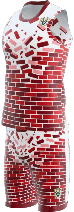 Brickwork design as a basketball game kit: singlet, shorts