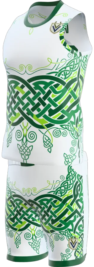 Celtic design as a basketball game kit: singlet, shorts