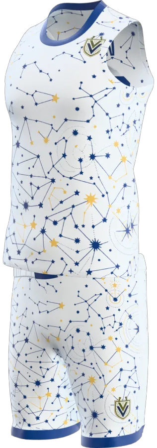 Constellation design as a basketball game kit: singlet, shorts