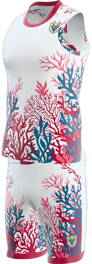 Reef design as a basketball game kit: singlet, shorts