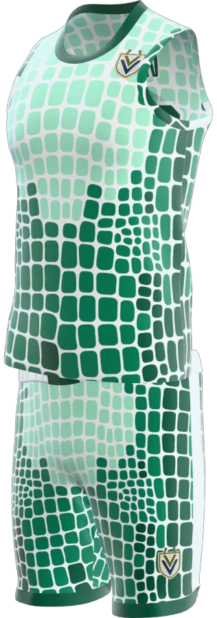 Croc design as a basketball game kit: singlet, shorts
