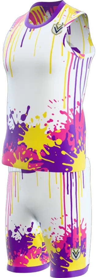 Drip design as a basketball game kit: singlet, shorts