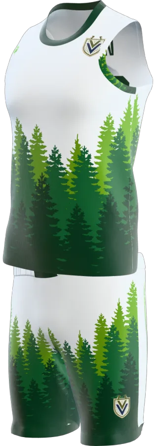 Pinewood design as a basketball game kit: singlet, shorts