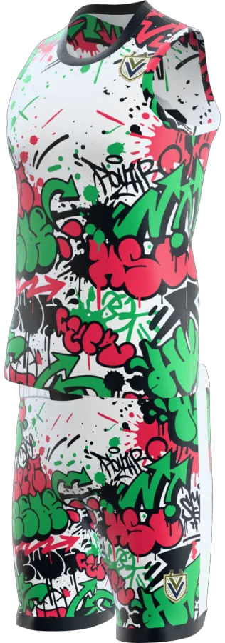 Street design as a basketball game kit: singlet, shorts