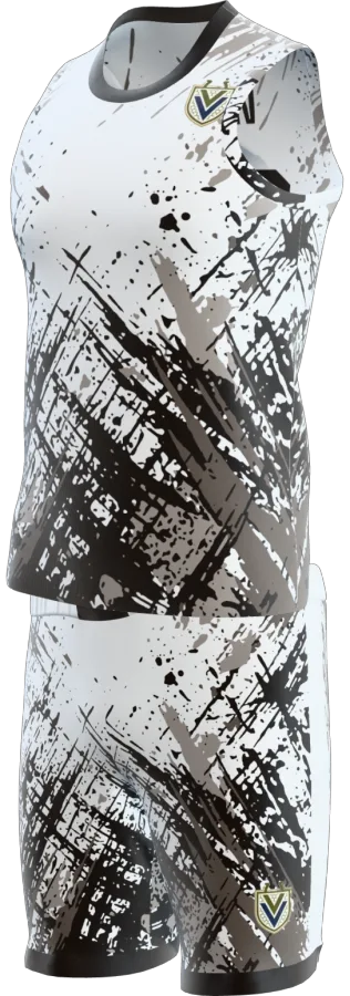 Concrete design as a basketball game kit: singlet, shorts