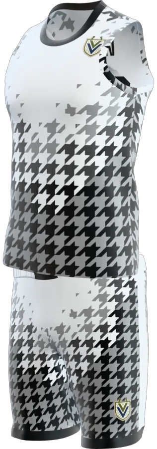 Houndstooth design as a basketball game kit: singlet, shorts
