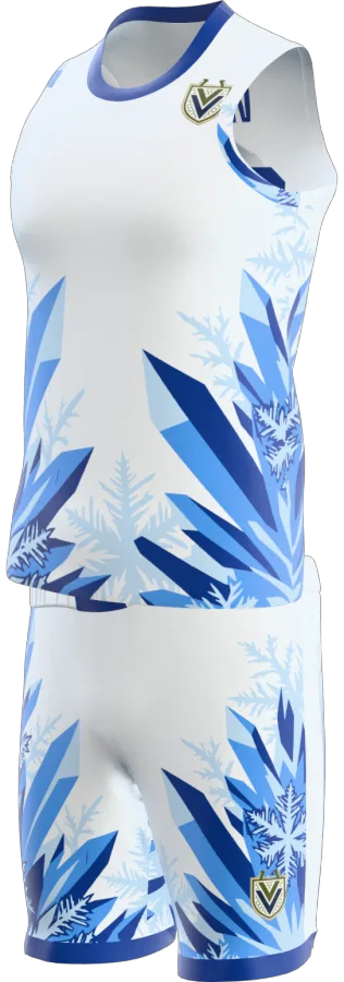 Frost design as a basketball game kit: singlet, shorts