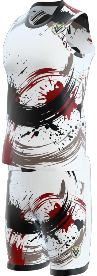 Ink Wash design as a basketball game kit: singlet, shorts