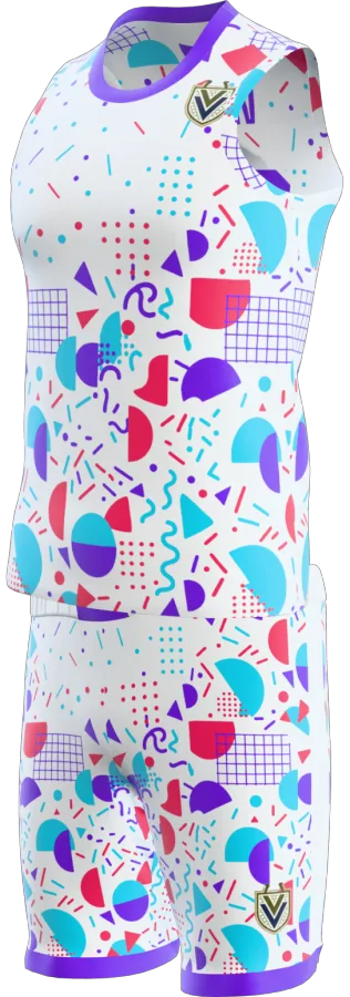 Memphis design as a basketball game kit: singlet, shorts