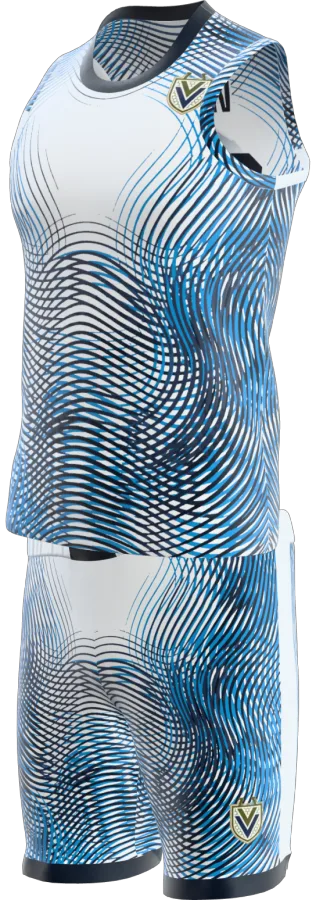Moire design as a basketball game kit: singlet, shorts
