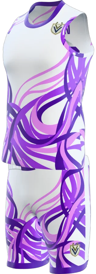 Ribbons design as a basketball game kit: singlet, shorts
