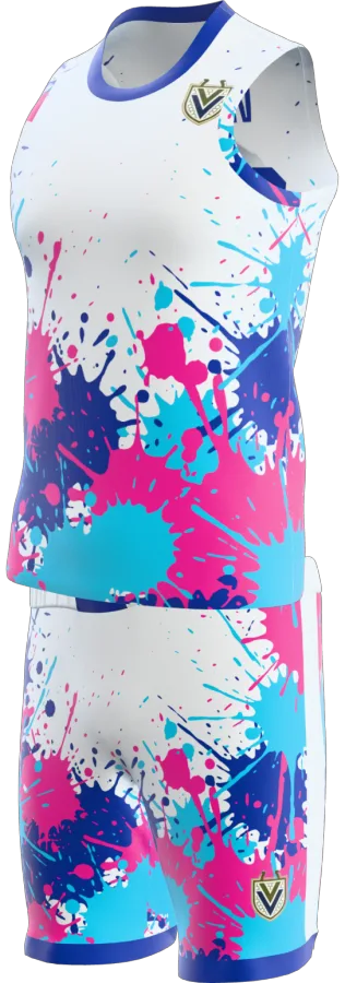 Paintball design as a basketball game kit: singlet, shorts