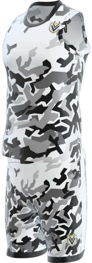 Urban Camo design as a basketball game kit: singlet, shorts