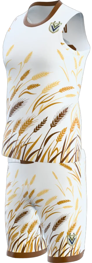 Harvest design as a basketball game kit: singlet, shorts