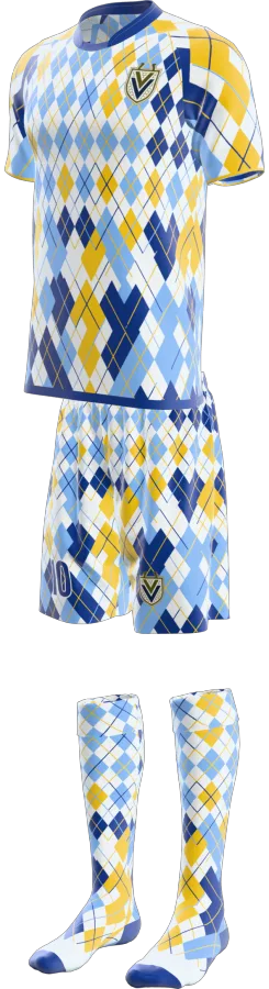 Argyle design as a soccer game kit: jersey, shorts, socks
