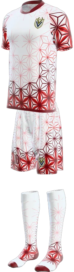 Asanoha design as a soccer game kit: jersey, shorts, socks