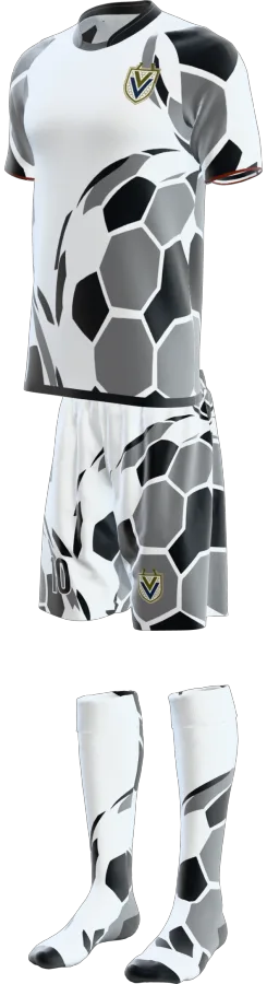 Classic Ball design as a soccer game kit: jersey, shorts, socks