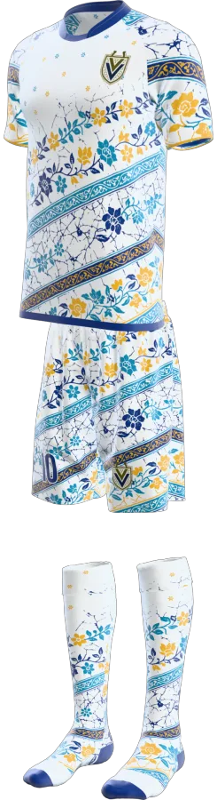 Batik design as a soccer game kit: jersey, shorts, socks