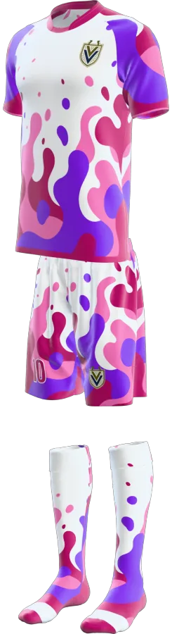 Liquid design as a soccer game kit: jersey, shorts, socks