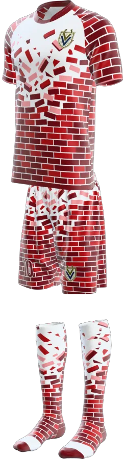 Brickwork design as a soccer game kit: jersey, shorts, socks