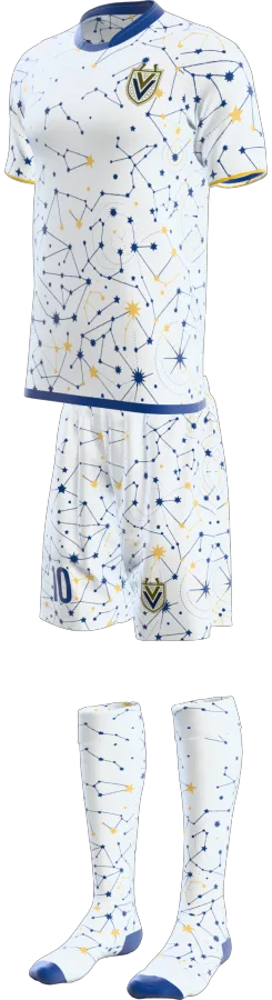 Constellation design as a soccer game kit: jersey, shorts, socks