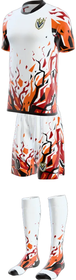 Fracture design as a soccer game kit: jersey, shorts, socks