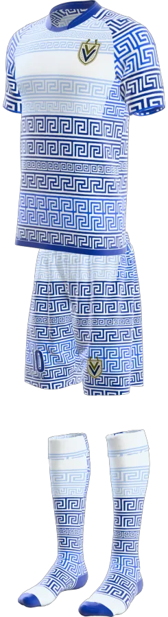 Meander design as a soccer game kit: jersey, shorts, socks
