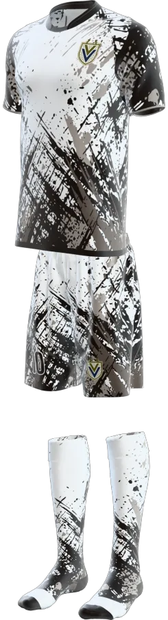 Concrete design as a soccer game kit: jersey, shorts, socks