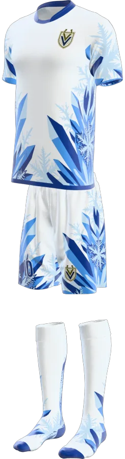 Frost design as a soccer game kit: jersey, shorts, socks