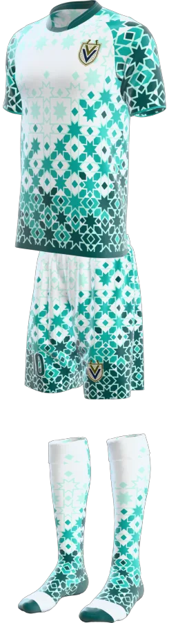 Star Lattice design as a soccer game kit: jersey, shorts, socks