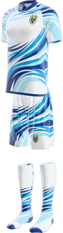 Jetstream design as a soccer game kit: jersey, shorts, socks