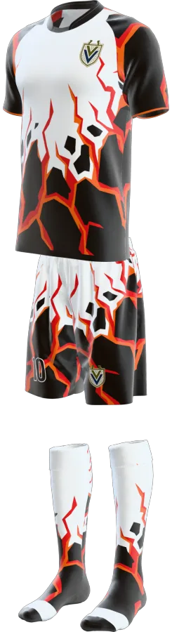Magma design as a soccer game kit: jersey, shorts, socks