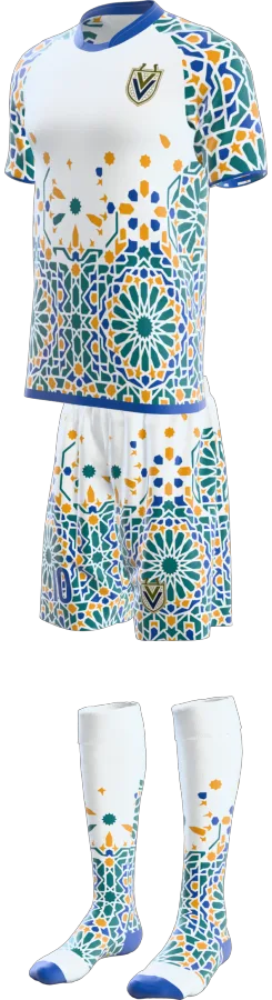 Marrakech design as a soccer game kit: jersey, shorts, socks