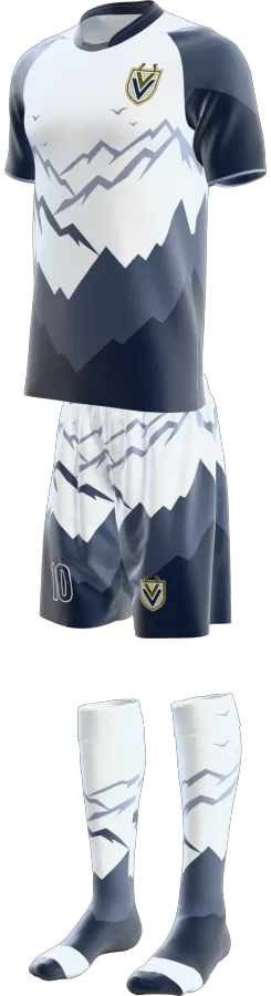 Highlands design as a soccer game kit: jersey, shorts, socks