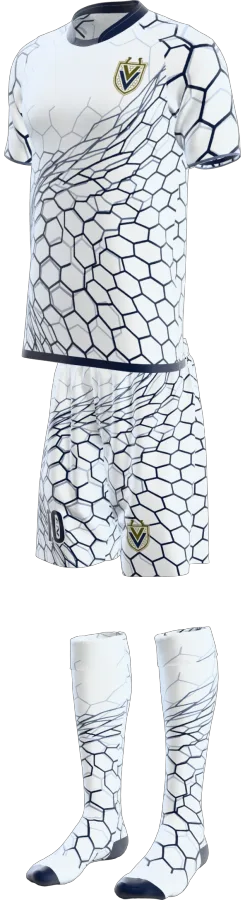 Goal Net design as a soccer game kit: jersey, shorts, socks
