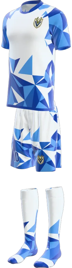 Origami design as a soccer game kit: jersey, shorts, socks