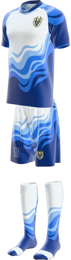 Papercut design as a soccer game kit: jersey, shorts, socks