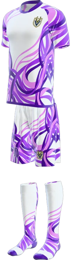 Ribbons design as a soccer game kit: jersey, shorts, socks