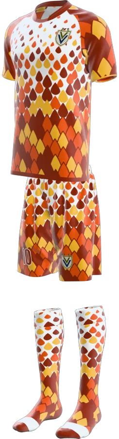 Dragon Scale design as a soccer game kit: jersey, shorts, socks