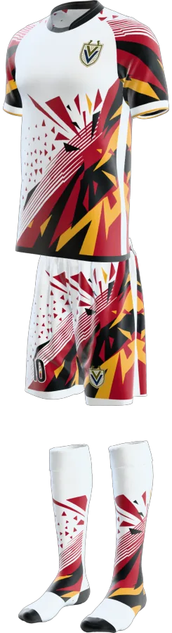 Shatter design as a soccer game kit: jersey, shorts, socks