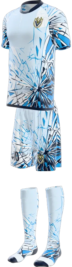 Glass design as a soccer game kit: jersey, shorts, socks