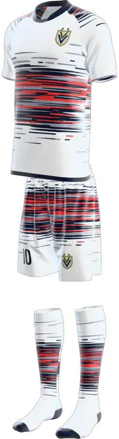 Velocity design as a soccer game kit: jersey, shorts, socks