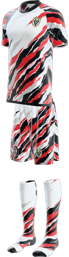 Torn design as a soccer game kit: jersey, shorts, socks