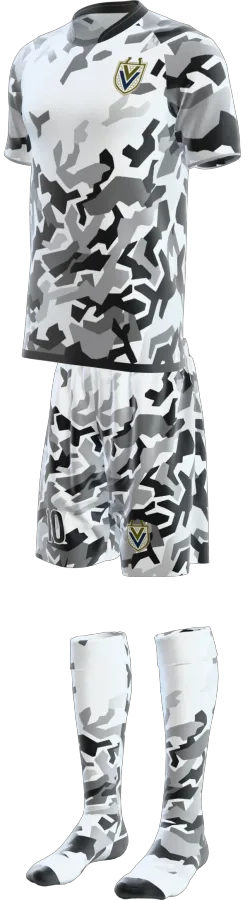 Urban Camo design as a soccer game kit: jersey, shorts, socks