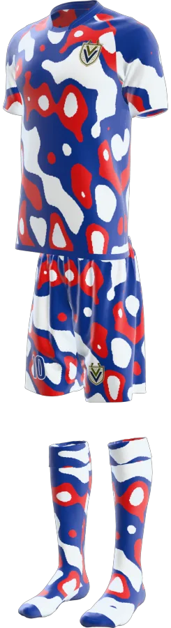 Penrith 3 design as a soccer game kit: jersey, shorts, socks