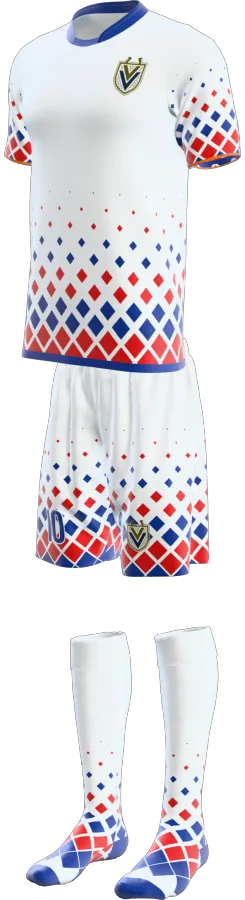 Penrith 2 design as a soccer game kit: jersey, shorts, socks
